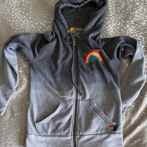 Aviator Nation Charcoal Hoodie with Rainbow Accent